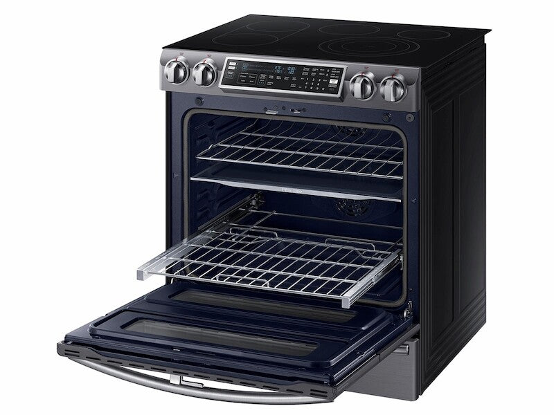 5.8 cu. ft. Slide-In Electric Range with Flex Duo(TM) & Dual Door in Black Stainless Steel - (NE58K9850WG) - SAMSUNG