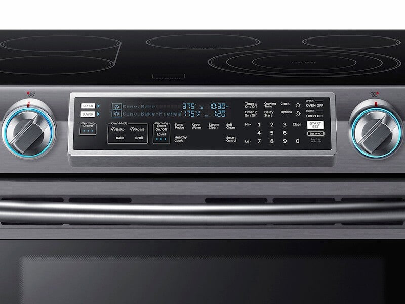 5.8 cu. ft. Slide-In Electric Range with Flex Duo(TM) & Dual Door in Black Stainless Steel - (NE58K9850WG) - SAMSUNG