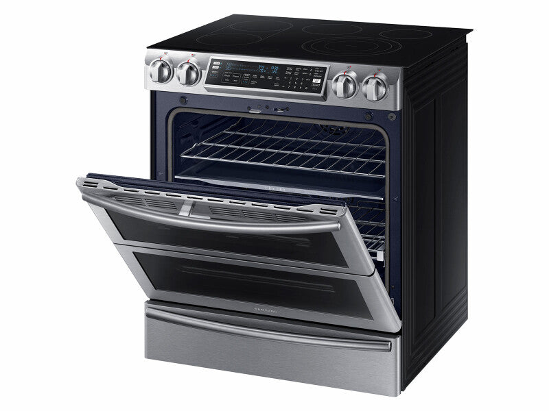 5.8 cu. ft. Slide-In Electric Range with Flex Duo(TM) & Dual Door in Stainless Steel - (NE58K9850WS) - SAMSUNG