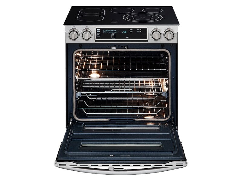 5.8 cu. ft. Slide-In Electric Range with Flex Duo(TM) & Dual Door in Stainless Steel - (NE58K9850WS) - SAMSUNG