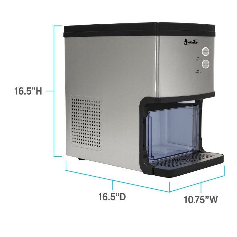 Avanti ELITE Series Countertop Nugget Ice Maker and Dispenser, 33 lbs - (NIMD3314BSIS) - AVANTI