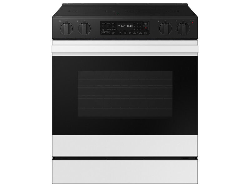 Bespoke 6.3 cu. ft. Smart Slide-In Electric Range with Air Fry & Precision Knobs in White Glass - (NSE6DB830012AA)