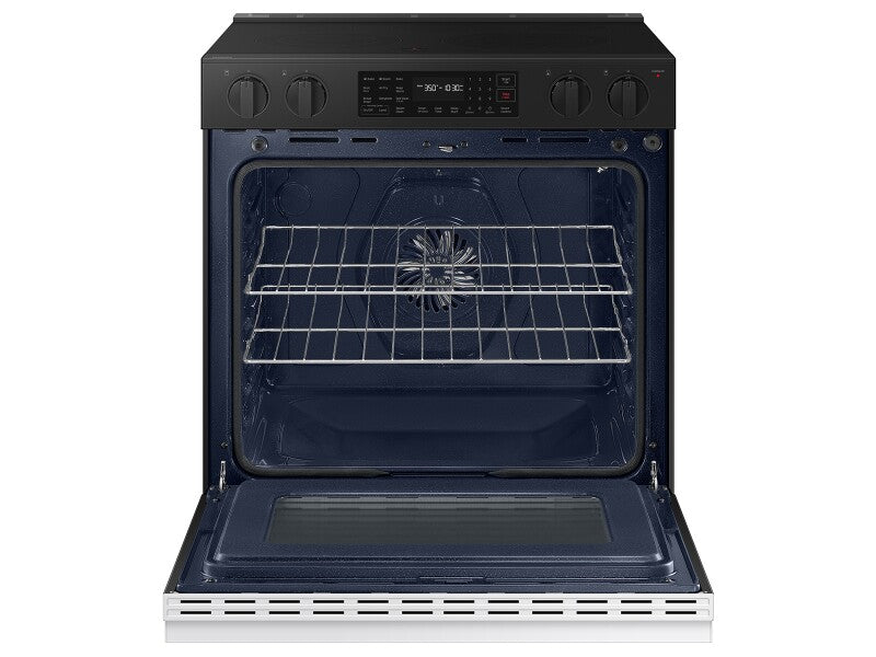 Bespoke 6.3 cu. ft. Smart Slide-In Electric Range with Air Fry & Precision Knobs in White Glass - (NSE6DB830012AA)