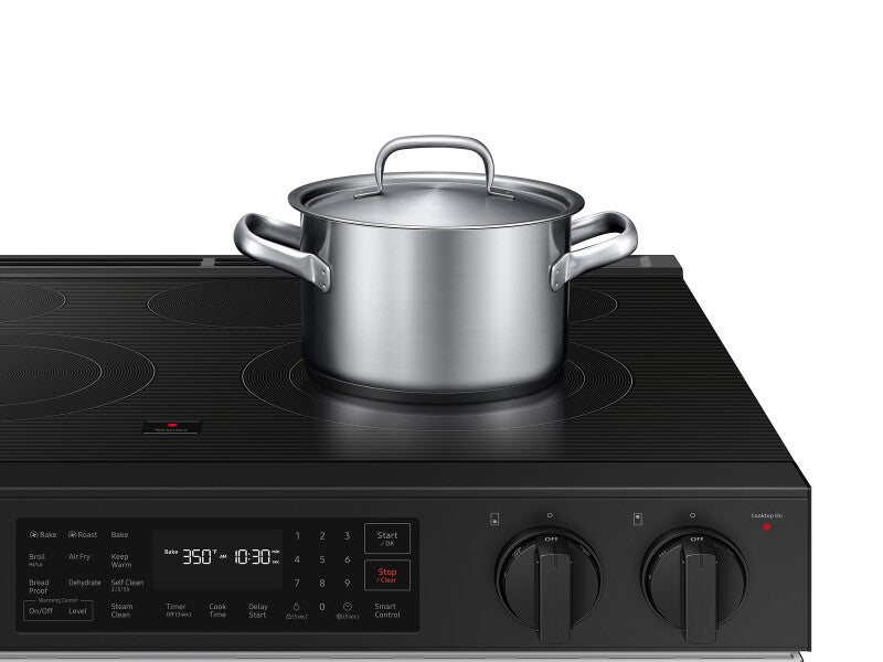 Bespoke 6.3 cu. ft. Smart Slide-In Electric Range with Air Fry & Precision Knobs in White Glass - (NSE6DB830012AA)