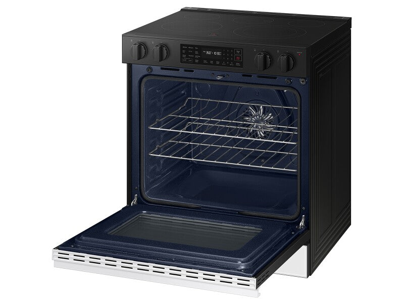 Bespoke 6.3 cu. ft. Smart Slide-In Electric Range with Air Fry & Precision Knobs in White Glass - (NSE6DB830012AA)