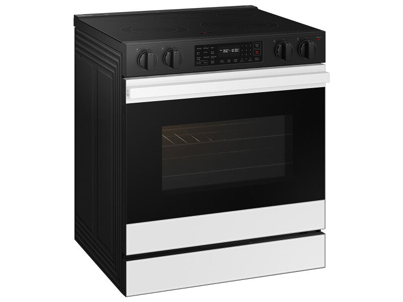 Bespoke 6.3 cu. ft. Smart Slide-In Electric Range with Air Fry & Precision Knobs in White Glass - (NSE6DB830012AA)