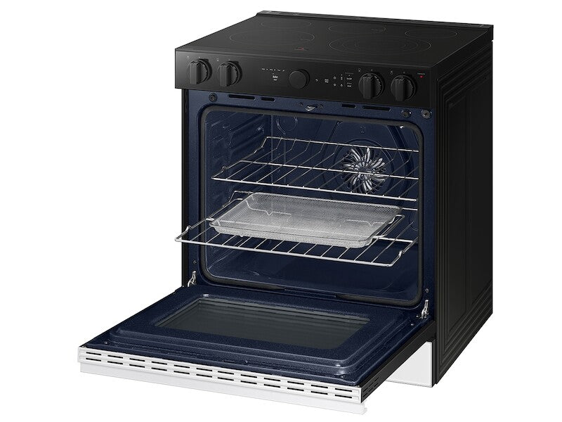 Bespoke 6.3 cu. ft. Smart Slide-In Electric Range with Air Sous Vide & Air Fry in White Glass - (NSE6DB850012AA)