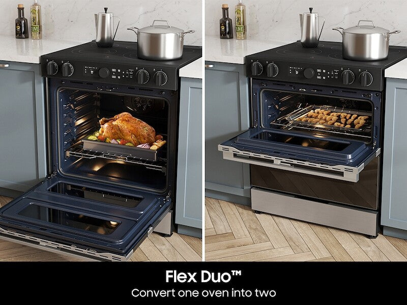 Bespoke Smart Slide-In Electric Range 6.3 cu. ft. with Flex Duo™ & Illuminated Precision Knobs in Stainless Steel - (NSE6DG8550SRAA)