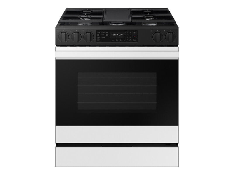 Bespoke 6.0 cu. ft. Smart Slide-In Gas Range with Air Fry & Precision Knobs in White Glass - (NSG6DB830012AA)