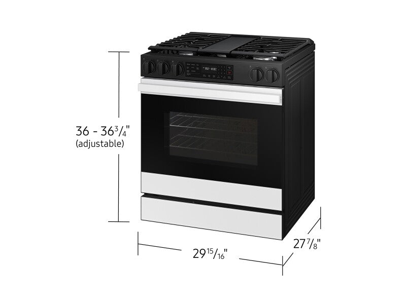 Bespoke 6.0 cu. ft. Smart Slide-In Gas Range with Air Fry & Precision Knobs in White Glass - (NSG6DB830012AA)