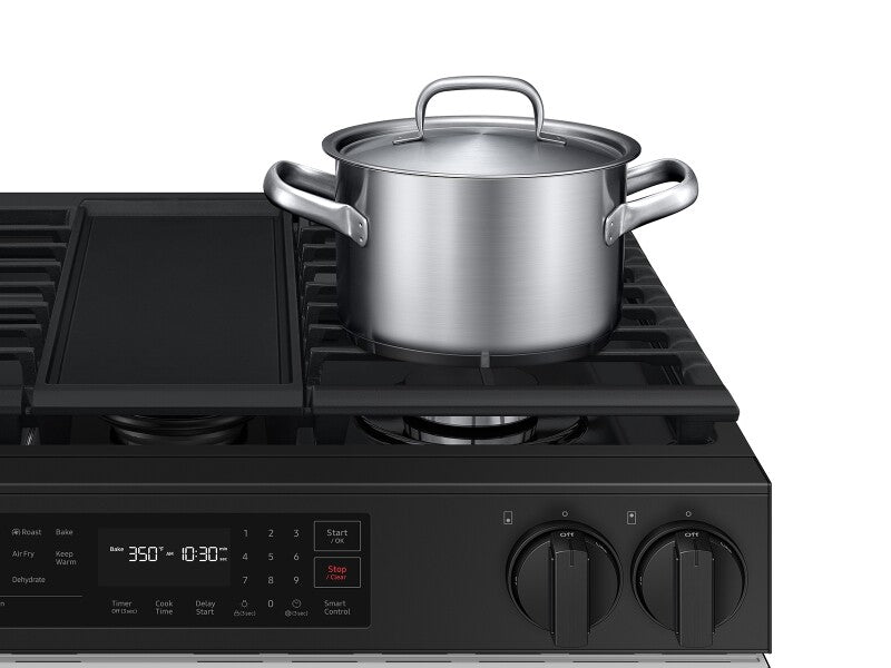 Bespoke 6.0 cu. ft. Smart Slide-In Gas Range with Air Fry & Precision Knobs in White Glass - (NSG6DB830012AA)