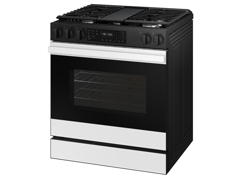 Bespoke 6.0 cu. ft. Smart Slide-In Gas Range with Air Fry & Precision Knobs in White Glass - (NSG6DB830012AA)