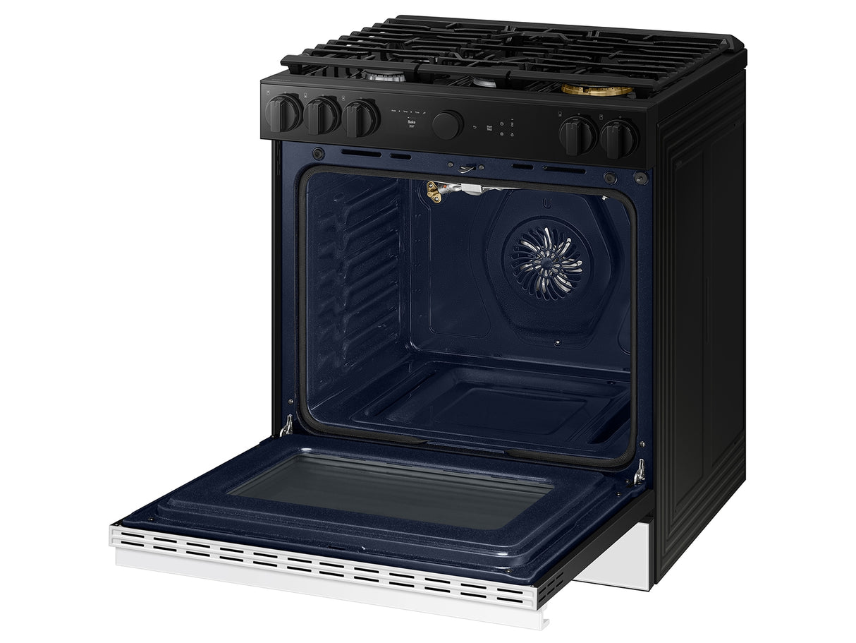 Bespoke 6.0 cu. ft. Smart Slide-In Gas Range with Smart Oven Camera & Illuminated Precision Knobs in White Glass - (NSG6DB870012AA)
