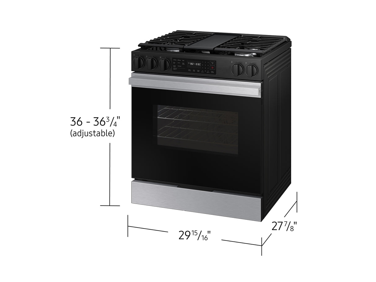 Bespoke 6.0 cu. ft. Smart Slide-In Gas Range with Air Fry & Precision Knobs in Stainless Steel - (NSG6DG8300SRAA)