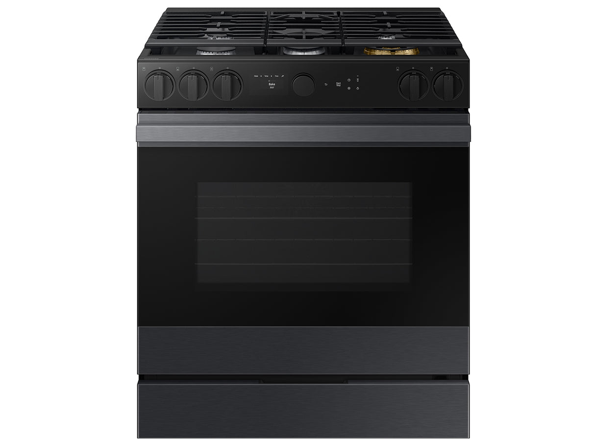 Bespoke 6.0 cu. ft. Smart Slide-In Gas Range with Air Sous Vide & Air Fry in Matte Black Steel - (NSG6DG8500MTAA)