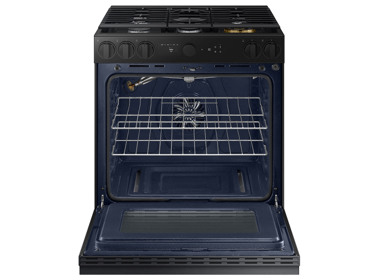 Bespoke 6.0 cu. ft. Smart Slide-In Gas Range with Air Sous Vide & Air Fry in Matte Black Steel - (NSG6DG8500MTAA)