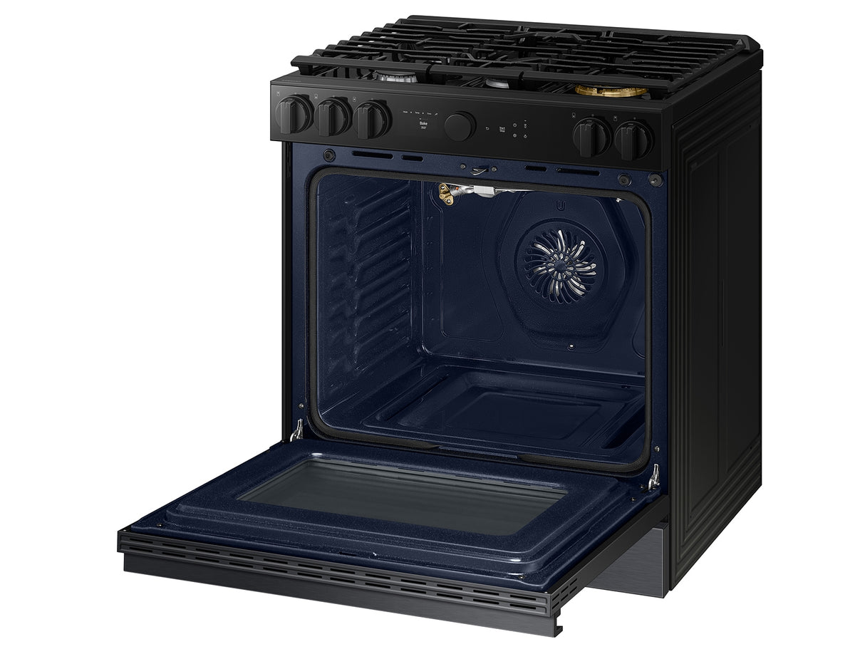 Bespoke 6.0 cu. ft. Smart Slide-In Gas Range with Air Sous Vide & Air Fry in Matte Black Steel - (NSG6DG8500MTAA)
