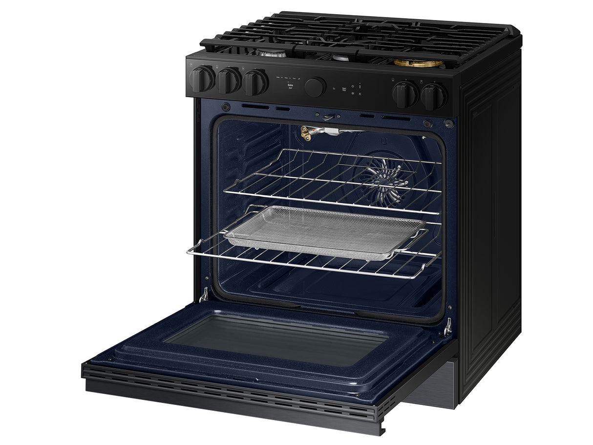 Bespoke 6.0 cu. ft. Smart Slide-In Gas Range with Air Sous Vide & Air Fry in Matte Black Steel - (NSG6DG8500MTAA)
