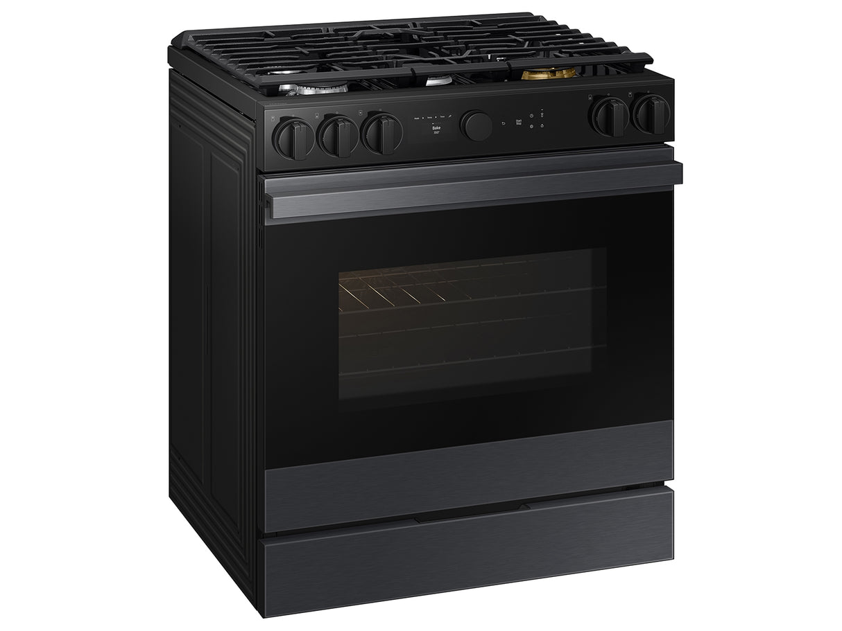 Bespoke 6.0 cu. ft. Smart Slide-In Gas Range with Air Sous Vide & Air Fry in Matte Black Steel - (NSG6DG8500MTAA)