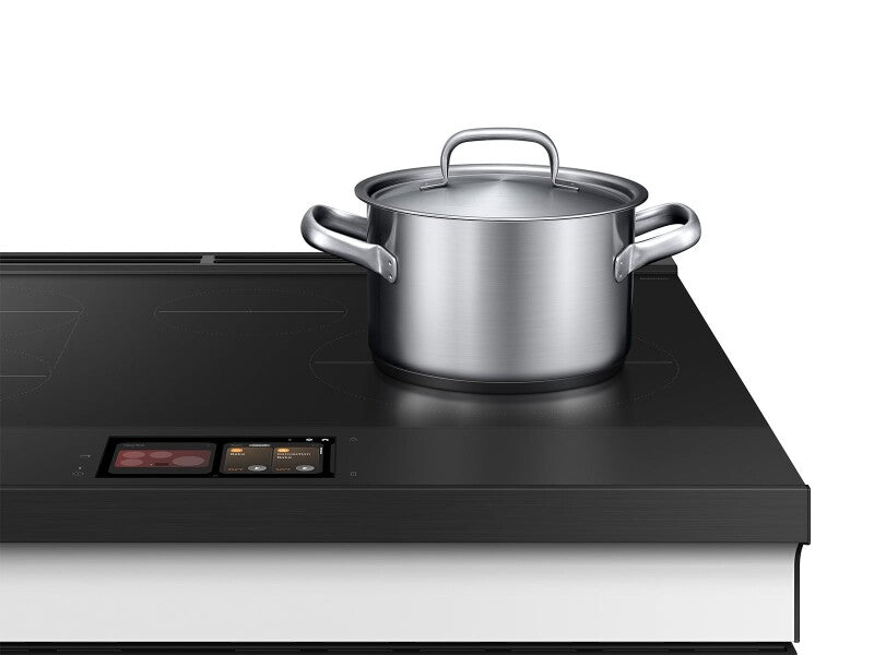 Bespoke 6.3 cu. ft. Smart Slide-In Induction Range with AI Home & Smart Oven Camera in White Glass - (NSI6DB990012AA)
