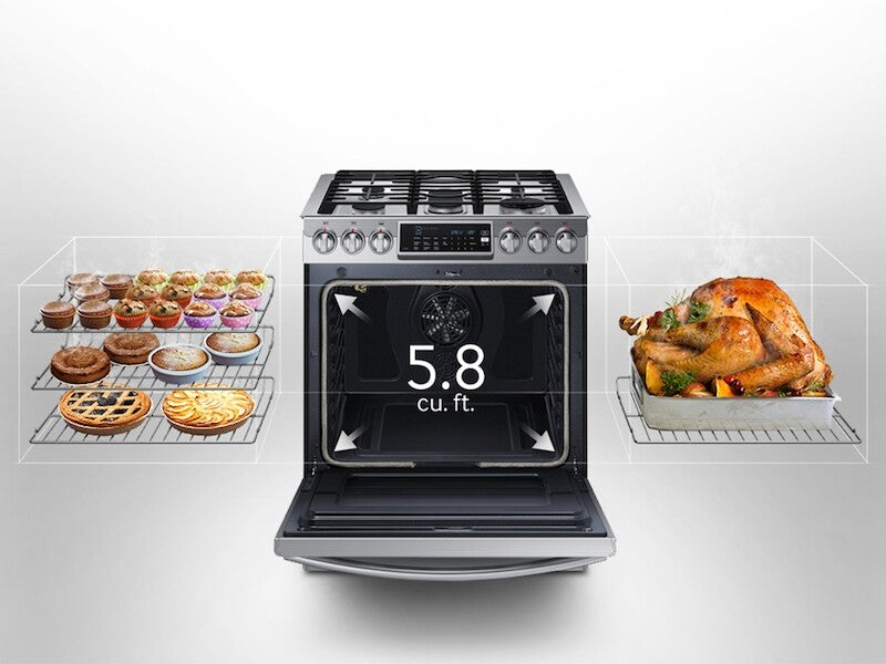 5.8 cu. ft. Slide-In Gas Range with True Convection - (NX58H9500WSAA)