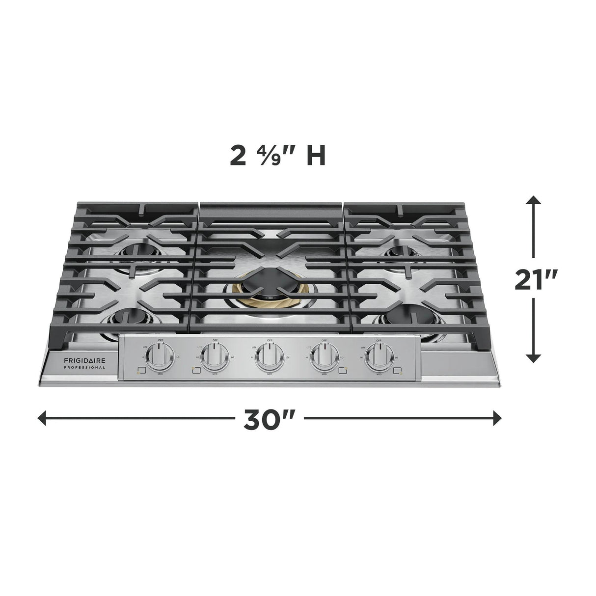Frigidaire Professional 30" Gas Cooktop with 5 Sealed Burners &amp; PowerPlus 18,000 BTU, Stainless Steel