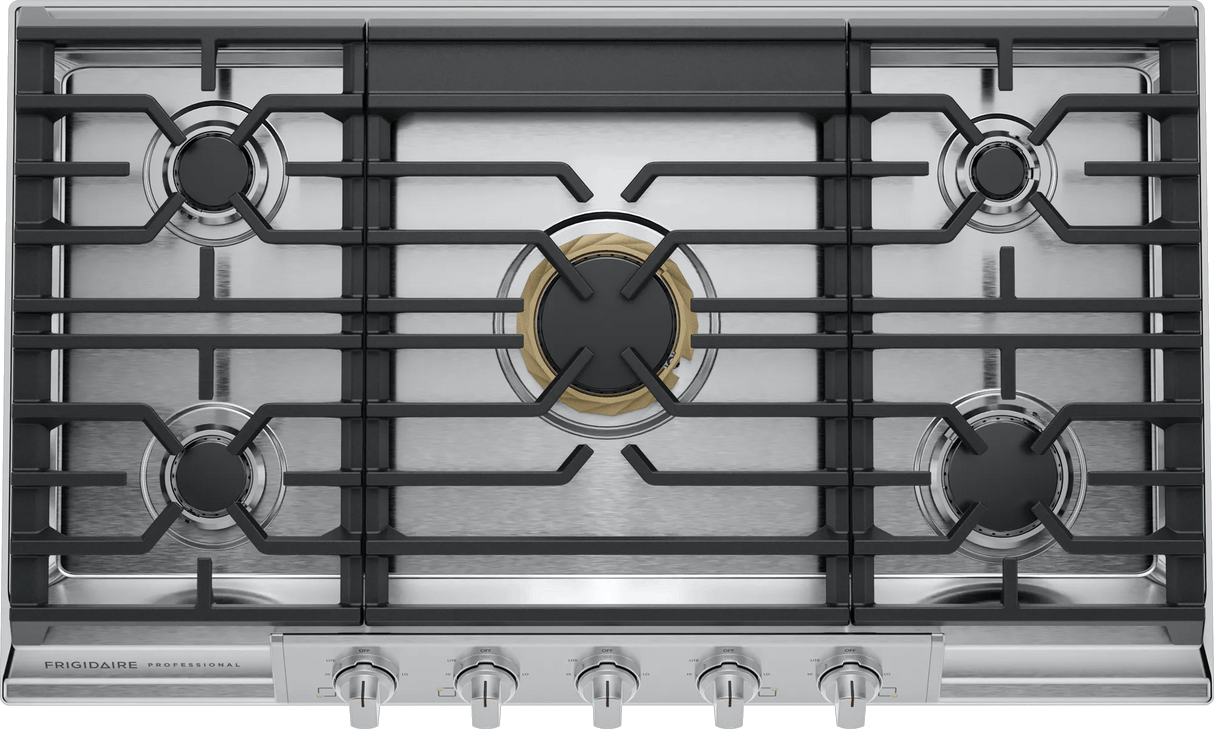 Frigidaire Professional 36" Gas Cooktop with 5 Sealed Burners &amp; PowerPlus 18,000 BTU, Stainless Steel