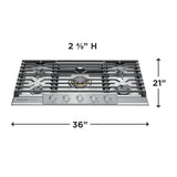 Frigidaire Professional 36" Gas Cooktop with 5 Sealed Burners &amp; PowerPlus 18,000 BTU, Stainless Steel