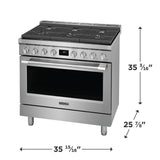 Frigidaire Professional 36" Freestanding Dual-Fuel Range with Dual-Fan Convection, 6 Burners, 4.4 Cu. Ft., Smudge-Proof Stainless Steel - PCFD3670AF