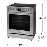 Frigidaire Professional 30" Slide-In Electric Range with Total Convection &amp; Air Fry, 6.2 Cu. Ft., Smudge-Proof Stainless Steel - PCFE3080AF