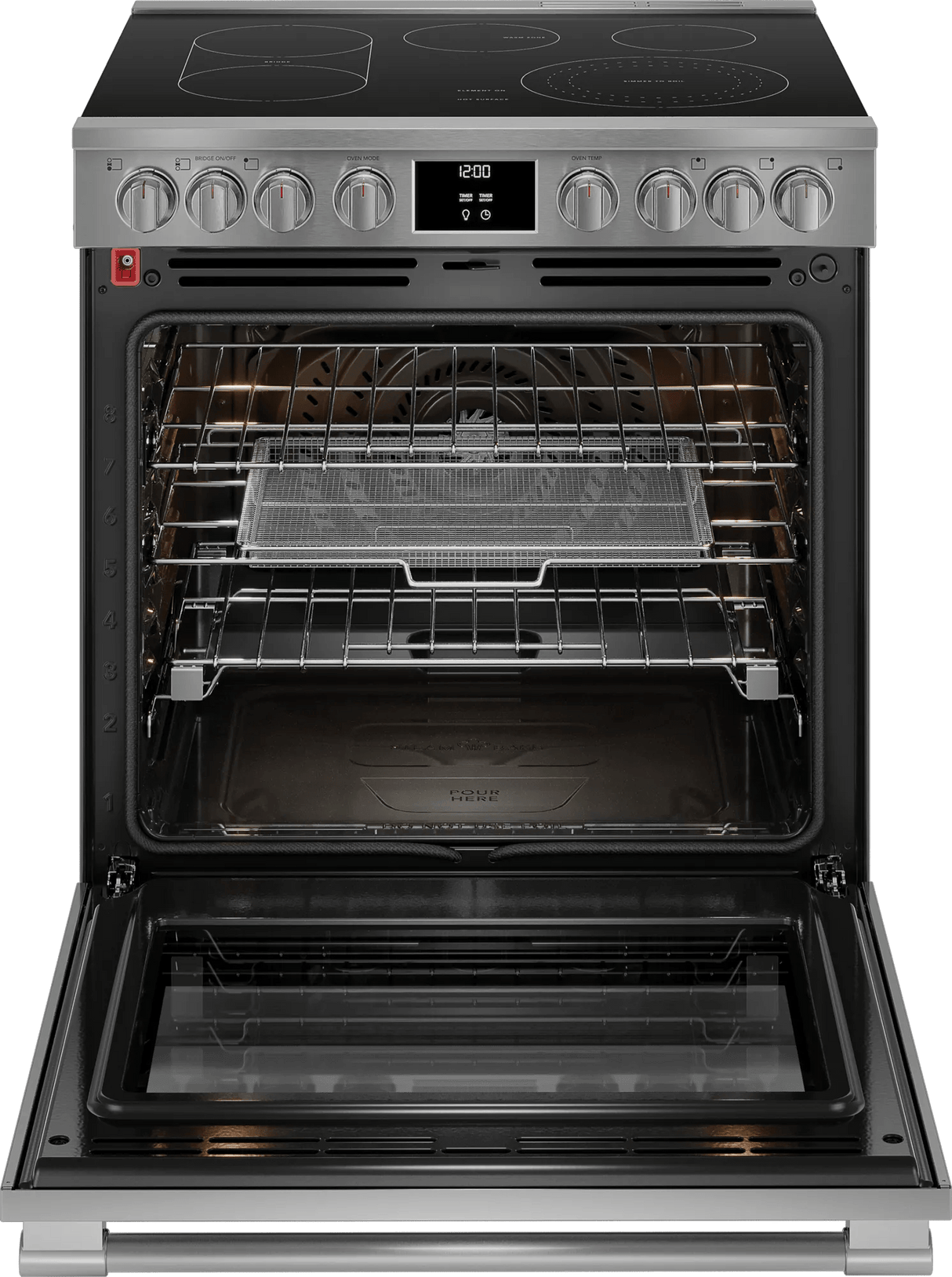 Frigidaire Professional 30" Slide-In Electric Range with Total Convection &amp; Air Fry, 6.2 Cu. Ft., Smudge-Proof Stainless Steel - PCFE3080AF