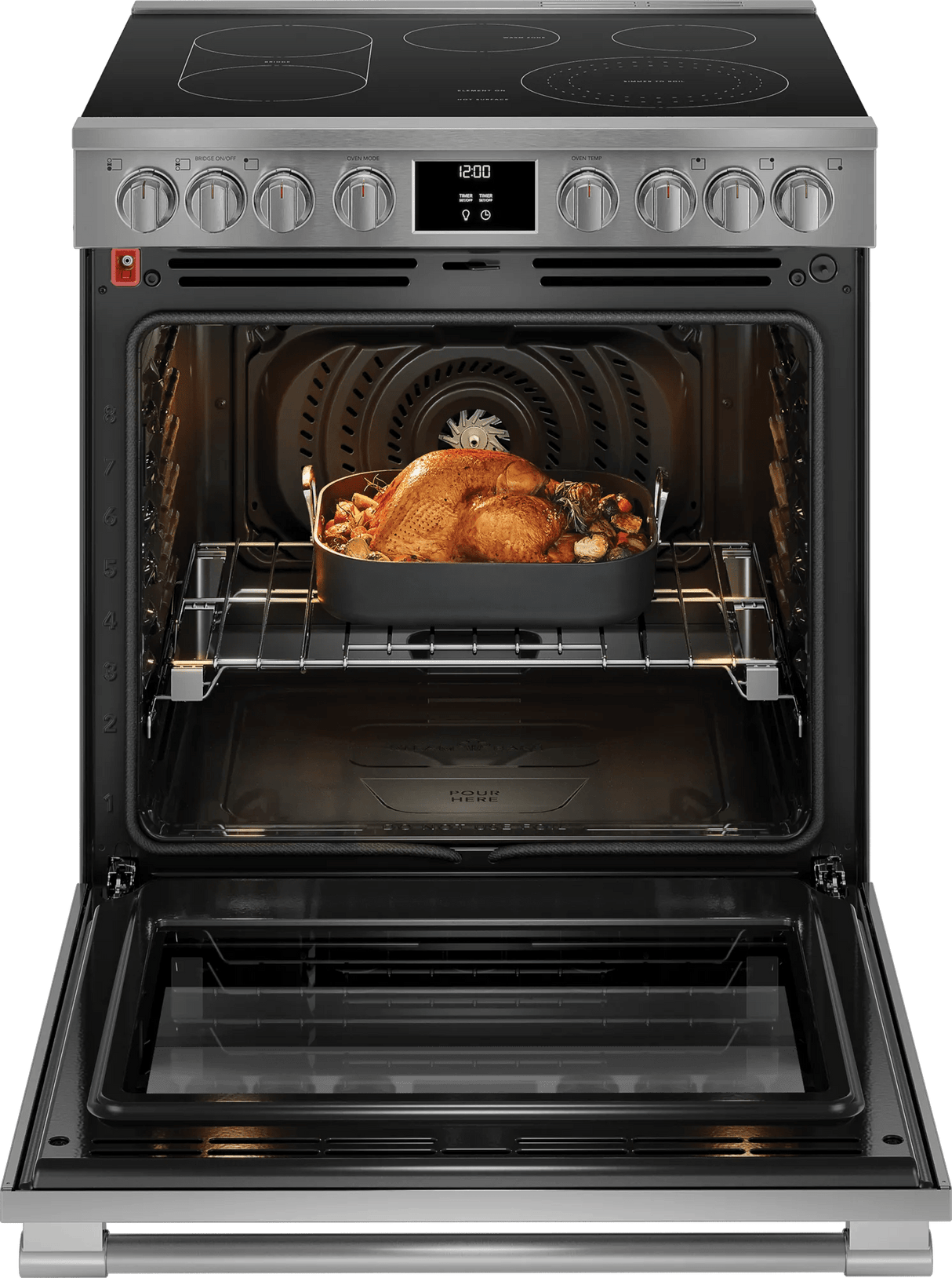 Frigidaire Professional 30" Slide-In Electric Range with Total Convection &amp; Air Fry, 6.2 Cu. Ft., Smudge-Proof Stainless Steel - PCFE3080AF