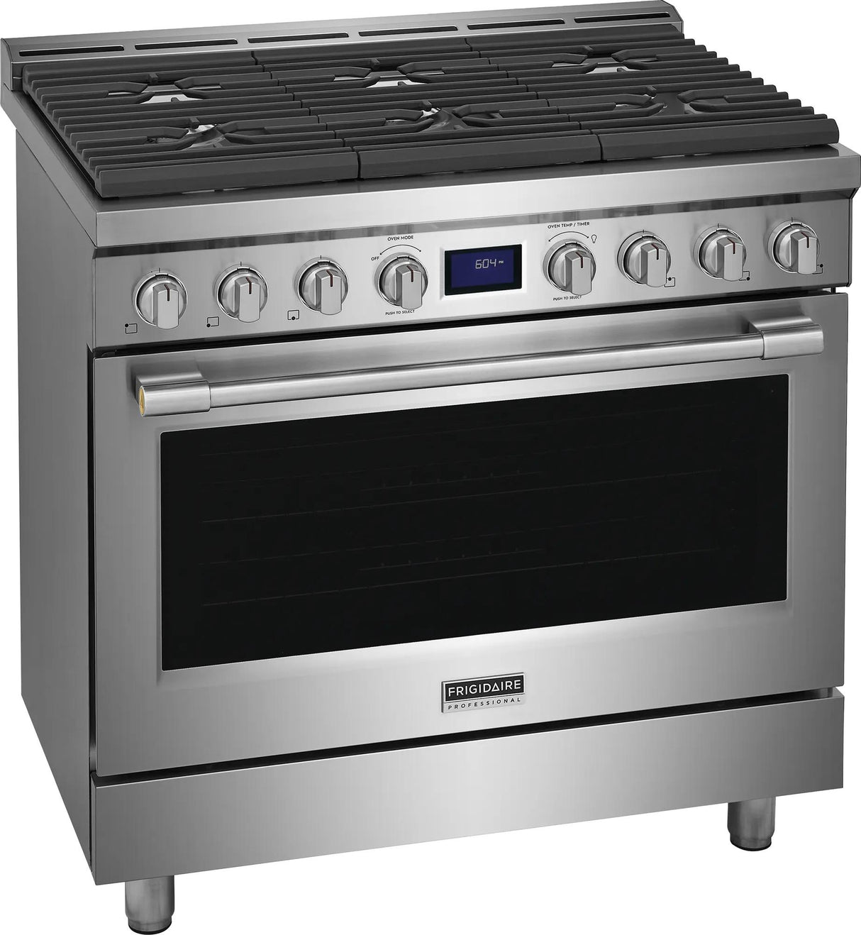 Frigidaire Professional 36" Front Control Freestanding Gas Range with True Convection, 6 Burners, 4.4 Cu. Ft., Smudge-Proof Stainless Steel - PCFG3670AF
