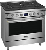 Frigidaire Professional 36" Front Control Freestanding Gas Range with True Convection, 6 Burners, 4.4 Cu. Ft., Smudge-Proof Stainless Steel - PCFG3670AF
