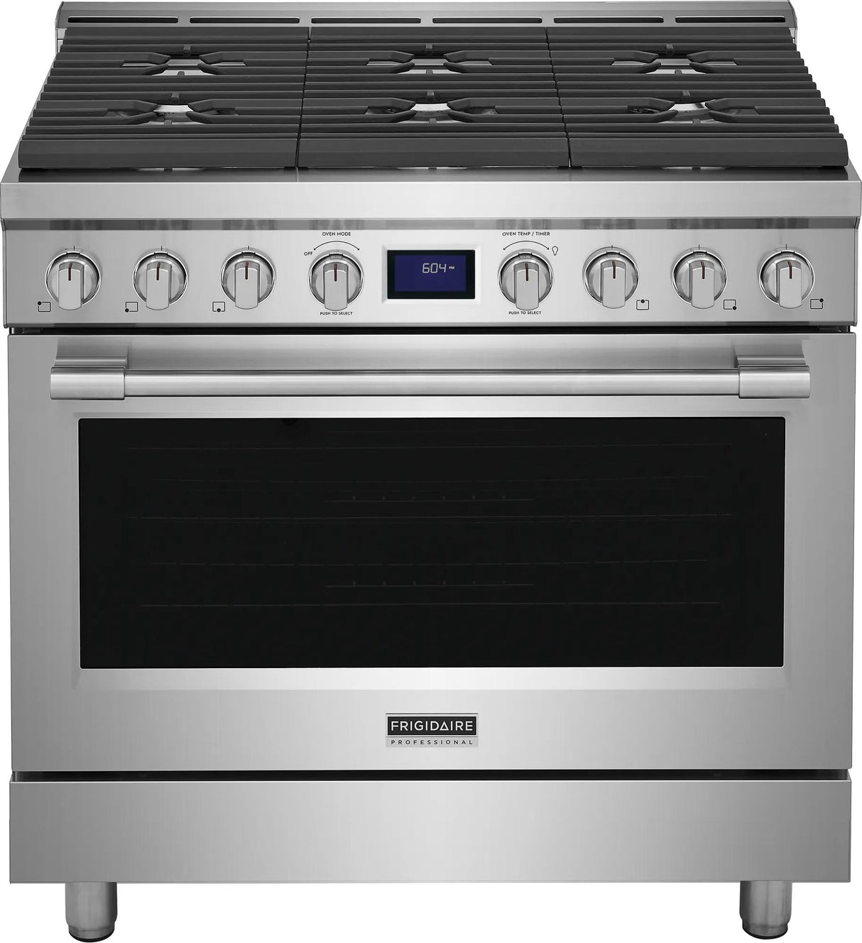 Frigidaire Professional 36" Front Control Freestanding Gas Range with True Convection, 6 Burners, 4.4 Cu. Ft., Smudge-Proof Stainless Steel - PCFG3670AF