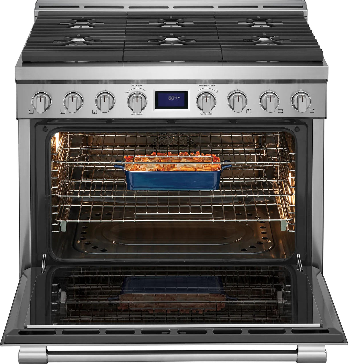 Frigidaire Professional 36" Front Control Freestanding Gas Range with True Convection, 6 Burners, 4.4 Cu. Ft., Smudge-Proof Stainless Steel - PCFG3670AF