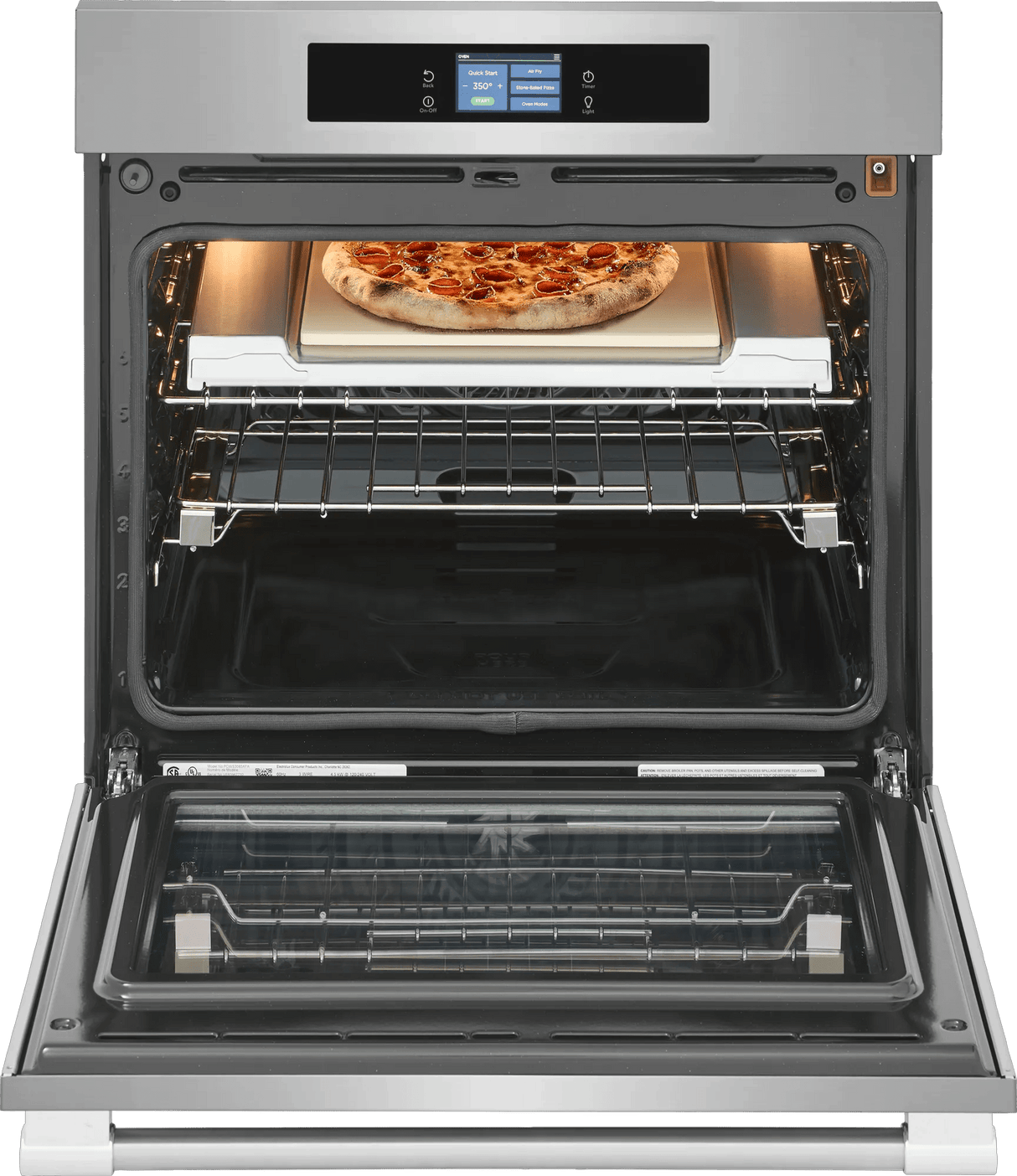 Frigidaire Professional 30" Single Electric Wall Oven with Total Convection &amp; Stone-Baked Pizza Mode, 5.3 Cu. Ft., Smudge-Proof Stainless Steel - PCWS3085AF