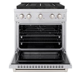 ZLINE 30 in. 4.2 cu. ft. Paramount Dual Fuel Range with 4 Burner DuoPro™ Cooktop and Electric Convection Oven in Stainless Steel (PSDR30) - (PSDR30) -