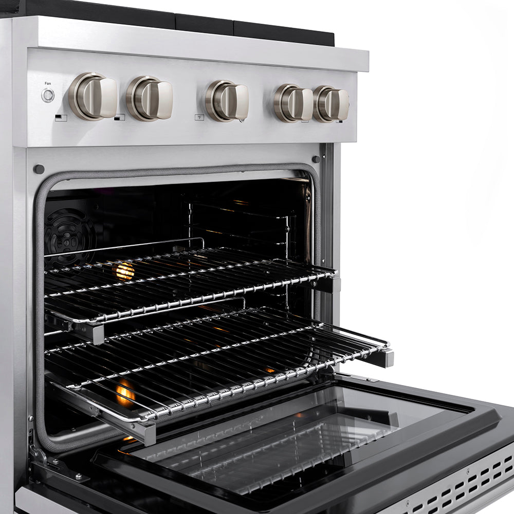 ZLINE 30 in. 4.2 cu. ft. Paramount Dual Fuel Range with 4 Burner DuoPro™ Cooktop and Electric Convection Oven in Stainless Steel (PSDR30) - (PSDR30) -
