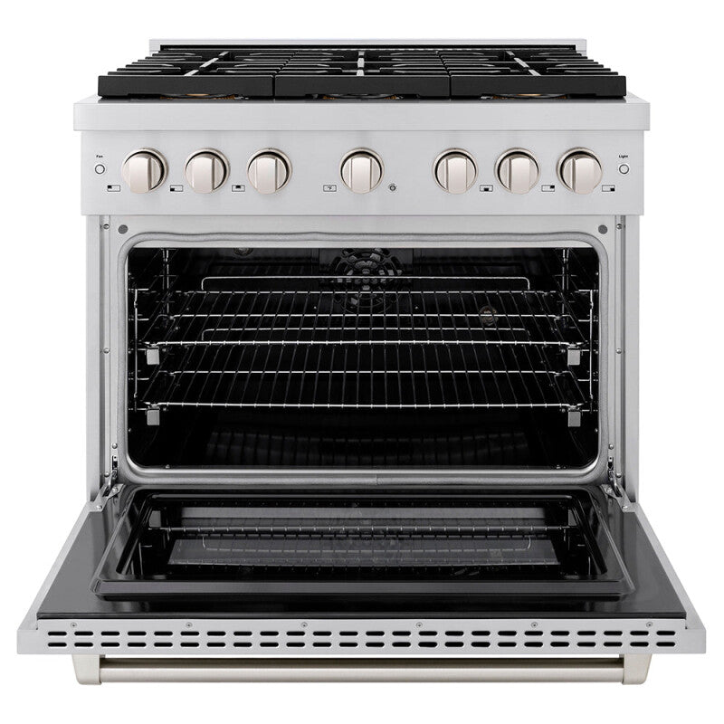 ZLINE 36 in. 5.2 cu. ft. Paramount Dual Fuel Range with 6 Burner DuoPro™ Cooktop and Electric Convection Oven in Stainless Steel (PSDR36) - (PSDR36) -