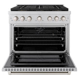 ZLINE 36 in. 5.2 cu. ft. Paramount Dual Fuel Range with 6 Burner DuoPro™ Cooktop and Electric Convection Oven in Stainless Steel (PSDR36) - (PSDR36) -