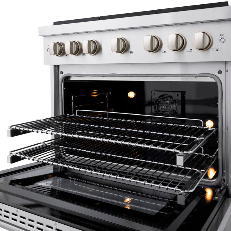 ZLINE 36 in. 5.2 cu. ft. Paramount Dual Fuel Range with 6 Burner DuoPro™ Cooktop and Electric Convection Oven in Stainless Steel (PSDR36) - (PSDR36) -