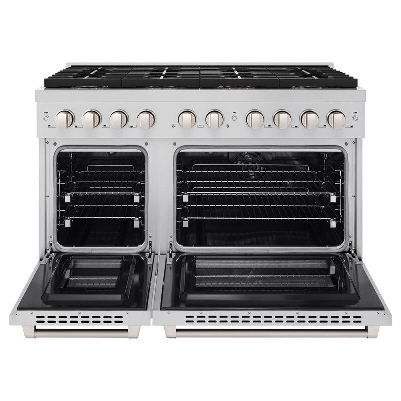 ZLINE 48 in. 6.7 cu. ft. Paramount Dual Fuel Range with 8 Burner DuoPro™ Cooktop and Dual Ovens in Stainless Steel (PSDR48) - (PSDR48) -