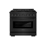 ZLINE 36 in. 5.2 cu. ft. Paramount Dual Fuel Range with 6 Burner DuoPro™ Cooktop and Electric Convection Oven in Black Stainless Steel (PSDRB-36) - (PSDRB36) -