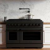 ZLINE 48 in. 6.7 cu. ft. Paramount Dual Fuel Range with 8 Burner DuoPro™ Cooktop and Dual Ovens in Black Stainless Steel (PSDRB-48) - (PSDRB48) -