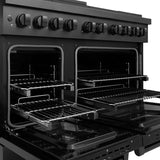 ZLINE 48 in. 6.7 cu. ft. Paramount Dual Fuel Range with 8 Burner DuoPro™ Cooktop and Dual Ovens in Black Stainless Steel (PSDRB-48) - (PSDRB48) -