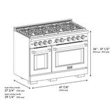 ZLINE 48 in. 6.7 cu. ft. Paramount Dual Fuel Range with 8 Burner DuoPro™ Cooktop and Dual Ovens in Black Stainless Steel (PSDRB-48) - (PSDRB48) -