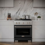 ZLINE 30 in. 4.2 cu. ft. Paramount Dual Fuel Range with 4 Burner DuoPro™ Cooktop and Electric Convection Oven with Black Matte Door (PSDR-BLM-30) - (PSDRBLM30) -