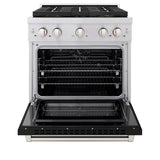 ZLINE 30 in. 4.2 cu. ft. Paramount Dual Fuel Range with 4 Burner DuoPro™ Cooktop and Electric Convection Oven with Black Matte Door (PSDR-BLM-30) - (PSDRBLM30) -