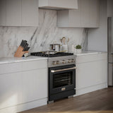 ZLINE 30 in. 4.2 cu. ft. Paramount Dual Fuel Range with 4 Burner DuoPro™ Cooktop and Electric Convection Oven with Black Matte Door (PSDR-BLM-30) - (PSDRBLM30) -